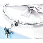 charm fleur bleue pendentif fleur bleue zircon cubique perle pour bracelet argent 925