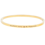 bracelet jonc message DON'T WORRY - BE HAPPY - Acier Or - Ikita Paris