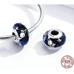 charm GALAXIE ETOILE- Argent S925 & Verre style Murano - Bleu - Pour bracelet et collier