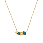 collier carré email et zirconium - acier - Ikita Paris - turquoise