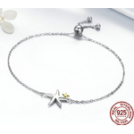 bracelet femme ajustable motif etoile de mer - argent sterling 925 - Or - bracelet fantaisie - bijou argent fin