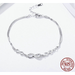 Bracelet réglable Infini argent 925 plaqué platine perles oxyde de zirconium pandora DIY bracelet personnalisable