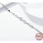 Bracelet réglable Infini argent 925 plaqué platine perles oxyde de zirconium - bracelet 3 symboles infini - bijou symbolique - fin