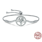 Bracelet coulissant ARBRE ÉTINCELANT - Argent S925 - Strass en Zircon Cubique - 25 cm - minimaliste - bracelet arbre de vie argent pas cher pierre