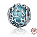 Charm boule ETOILE GLOSSY - Argent Sterling 925 - compatible Pandora - turquoise