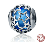 Charm boule ETOILE GLOSSY - Argent Sterling 925 - compatible Pandora - bleu - pendentif