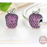 Charm POMME - Argent Sterling 925 - Zircon Cubique - Style Pandora - Rose - pandora blanche neige bijou princesse pomme pendentif fruit