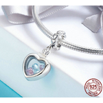 Charm/Pendentif LOVE BOX - Argent S925 - Zircon Cubique - Style Pandora - Rose & Bleu