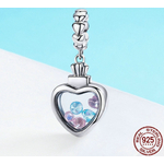 Charm Pendentif LOVE BOX - Argent S925 - Zircon Cubique - Style Pandora - Rose & Bleu - charm pandora amour mariage coeur strass cristal pendentif