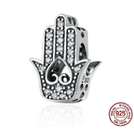 Charm KHAMSA D'AMOUR - Argent S925 - Zircon Cubique - pour bracelet Pandora - bijou femme - porte bonheur - main de fatma - pendentif - charm main de fatma