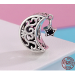 Charm JOLIE LUNE - Argent S925 - Zircon Cubique - pour bracelet Pandora - Noir - pendentif
