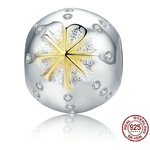 Charm ETOILE DES NEIGES- Argent S925 & Plaqué Or - Pour bracelet style Pandora - Argent & Or - pendentif edelweiss - motif edelweiss