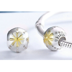 Charm ETOILE DES NEIGES- Argent S925 & Plaqué Or - Pour bracelet style Pandora - Argent & Or - pendentif edelweiss - motif edelweiss