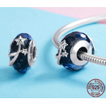 Charm ÉTOILES FILANTES - Argent S925 & Verre style Murano - Bleu - Pour bracelet style Pandora
