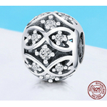 Charm HARMONIE - Argent S925 - Zircon Cubique - Pour bracelet Pandora - pandora rond boule sphere pendentif strass