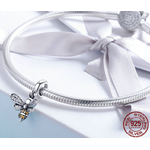 Charm Pendentif ABEILLE - Argent S925 - Pour bracelet Pandora - Jaune et noir - pendentif abeille - pandora abeille fleur