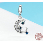 Charm/Pendentif CLAIR de LUNE - Argent S925 - Zircon Cubique - Pour bracelet Pandora - Bleu
