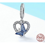 Charm Pendentif SONGE DÉTÉ - Argent Sterling 925 - Zircon Cubique - pendentif Charm Pandora papillon coeur cristal - Bleu