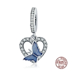 Charm Pendentif SONGE D'ÉTÉ - Argent Sterling 925 - Zircon Cubique - pendentif Charm Pandora papillon coeur cristal - Bleu