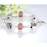 Bracelet avec charms LOVE DREAM – Style Murano – Rose - 2 Tailles - bracelet charms pas cher - bracelet pandora
