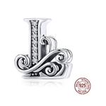 Charms Lettres pendentif ALPHABET L - Argent S925 - Zircon Cubique - Pour Pandora_Mettre L-min
