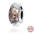 Charm rond BRUN D'OR - Verre Murano - Argent Sterling 925 - charm pandora murano or marron - pendentif murano or