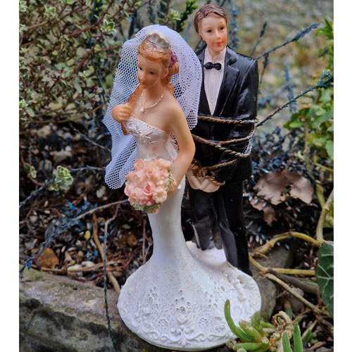 Couple humour figurine gateau decoration mariage tu ne partiras pas