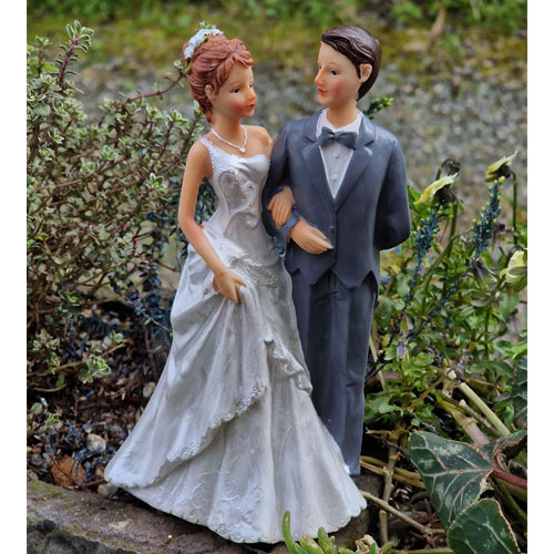 Couple bouquet de roses figurine mariage decoration gateau
