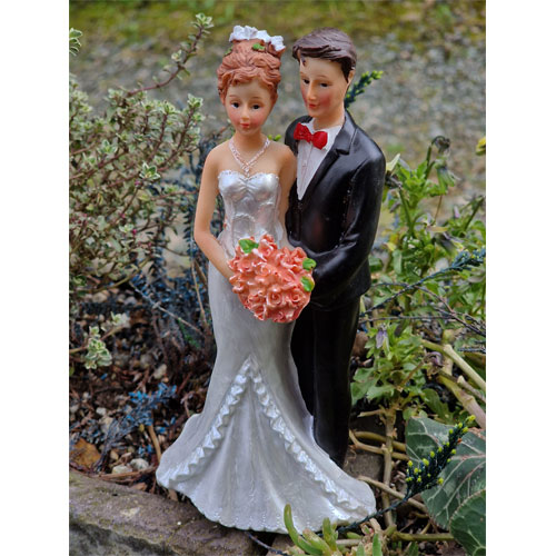 Couple bouquet de roses figurine mariage decoration gateau 2