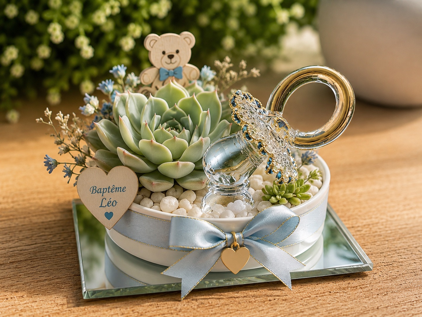 mini tetine en verre pour decoration de bapteme naissance