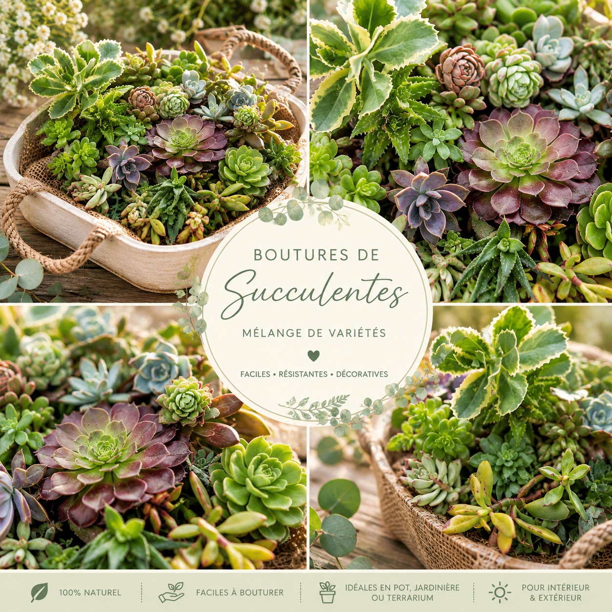 lots de boutures de succulentes