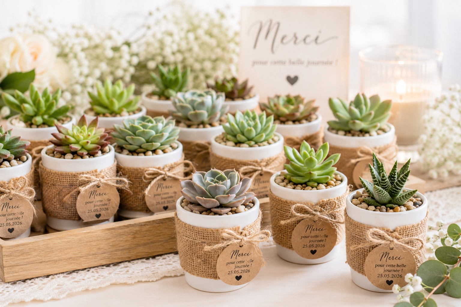 mini succulentes pour mariage