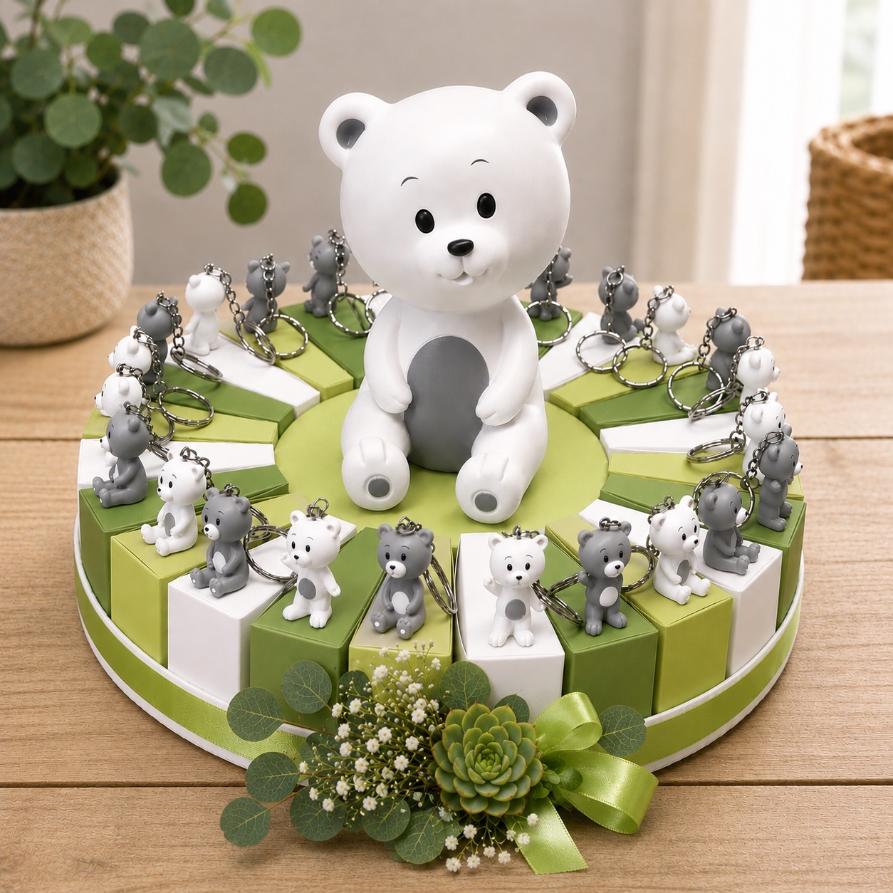 gateau de bapteme avec ourson porte cle