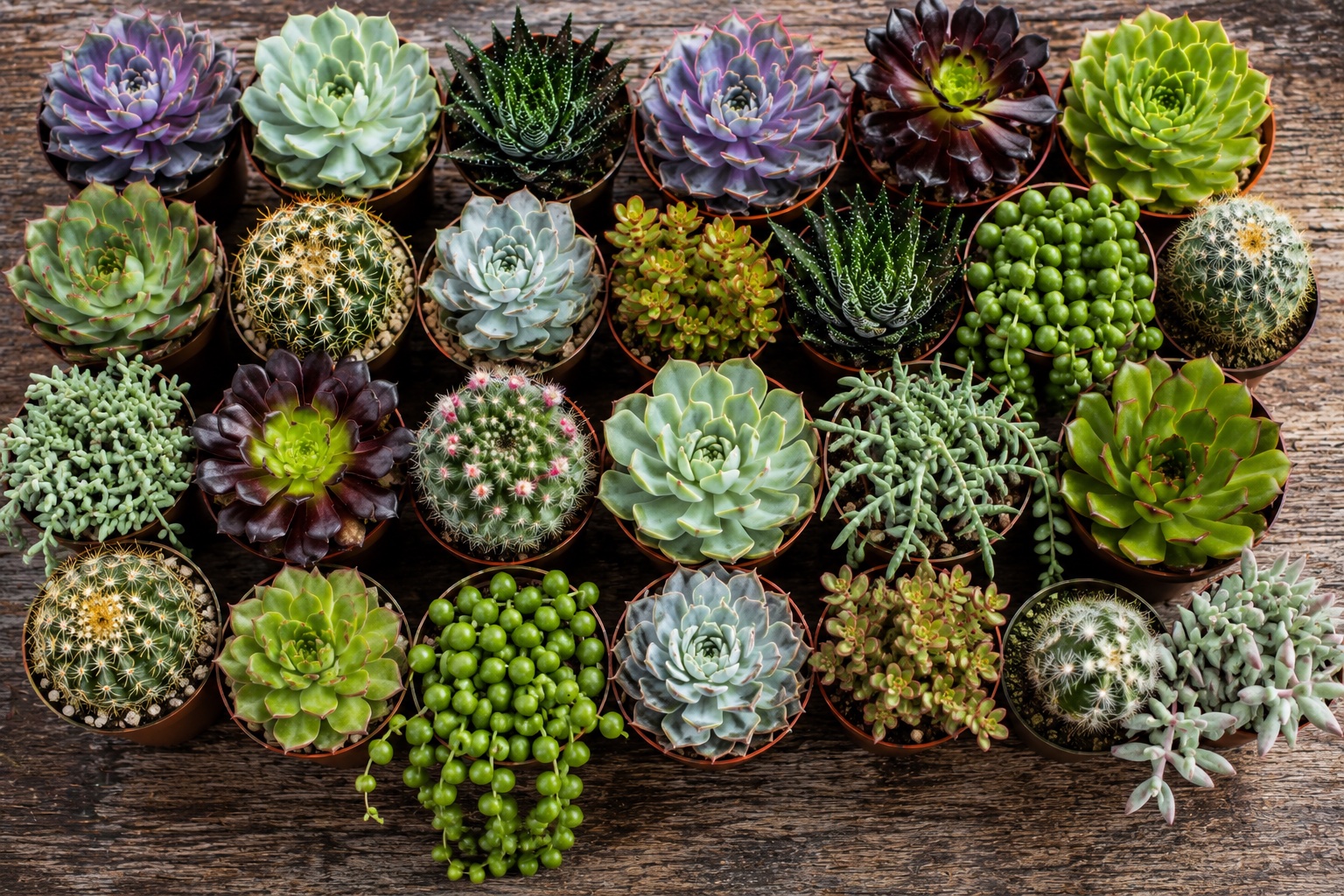 mélange de varietes de mini succulentes pour terrariums