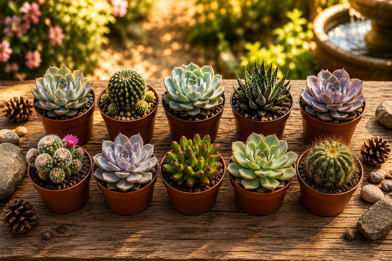 lot de 10 mini plantes grasses succulentes et cactus