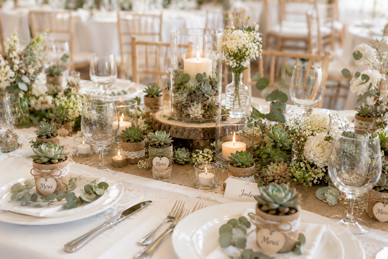 table de mariage deco naturelle et succulentes