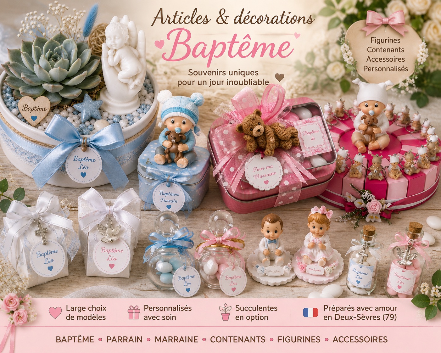 figurines pour ceremonie de bapteme naissance