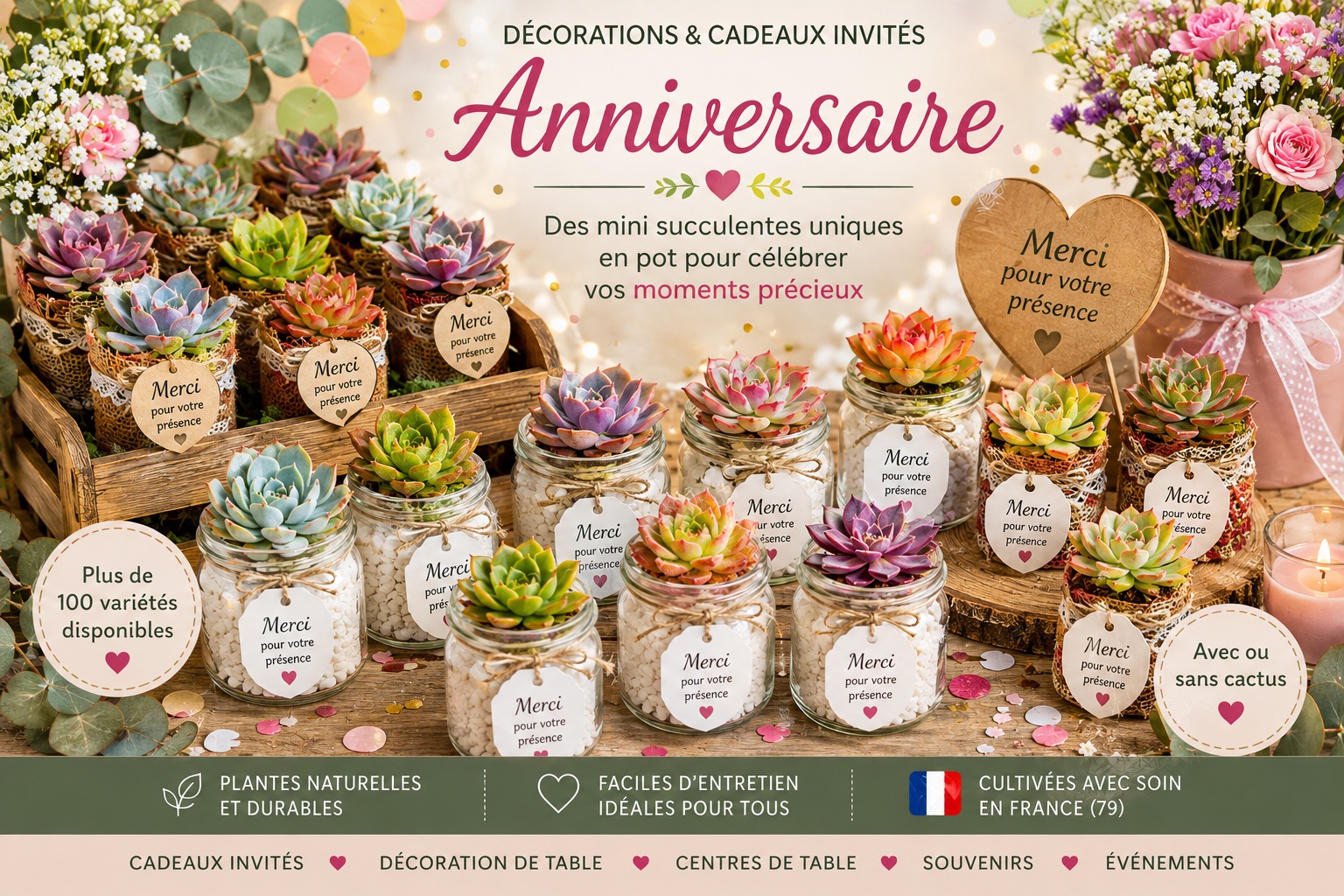 mini succulentes pour celebration anniversaire