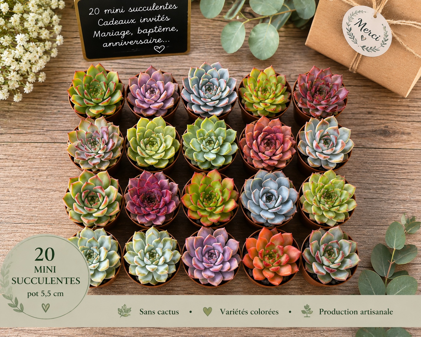 lot de 20 mini succulentes pour terrarium jardin miniature
