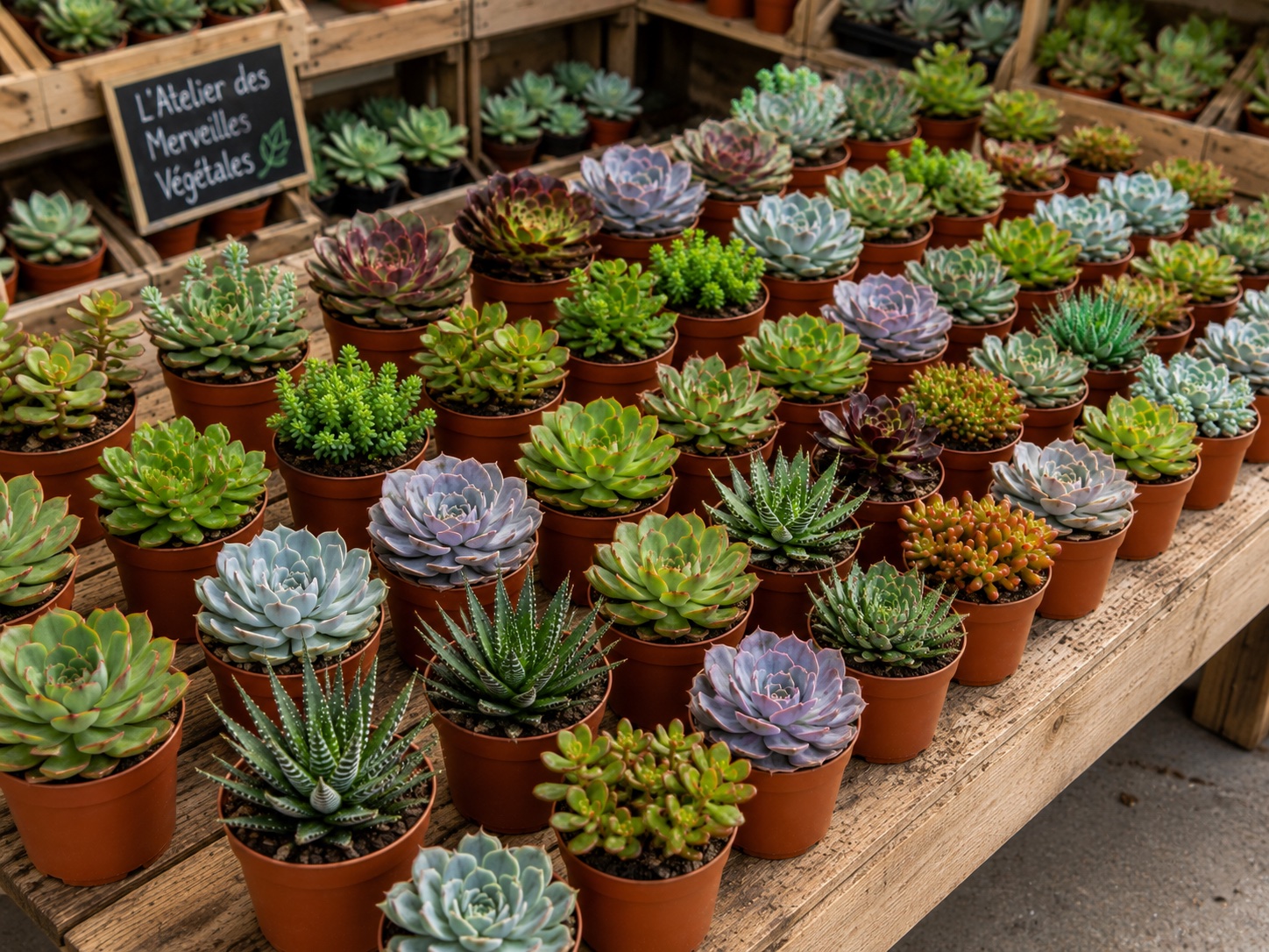 grandes succulentes dans la serre pour livraison