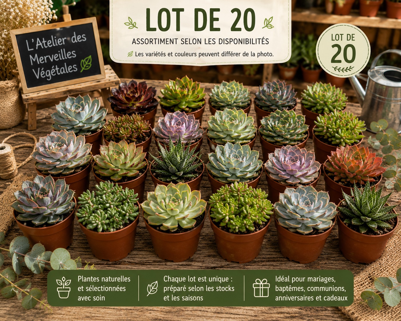 lot de 20 grandes succulentes plantes grasses