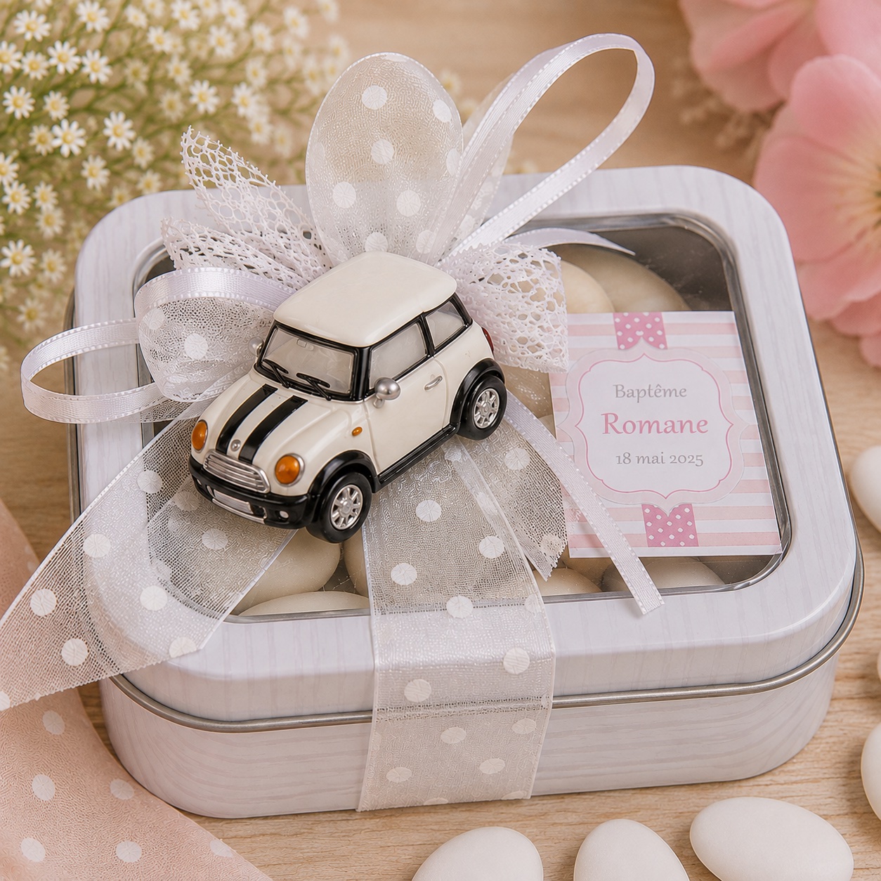 aimant mini cooper sur boite metal pour toutes ceremonies