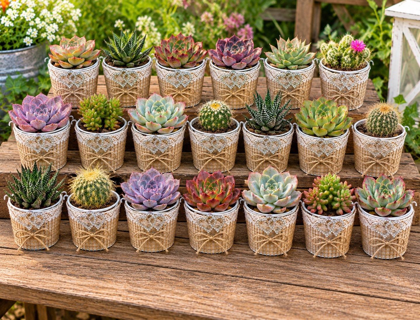 mini succulentes pour anniversaire ou mariage pot decoré