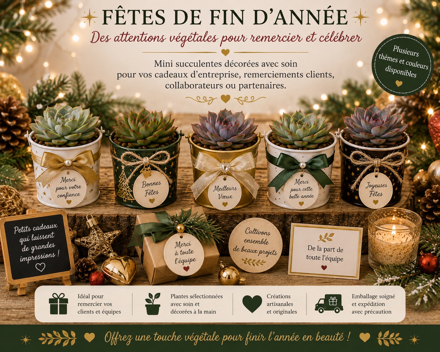 mini succulentes pour decoration de table fetes de fin dannée