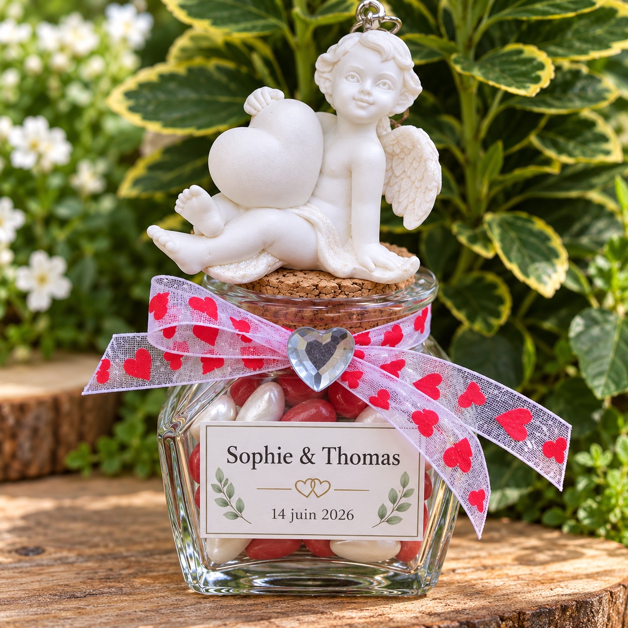ange coeur figurine pour decoration dragees