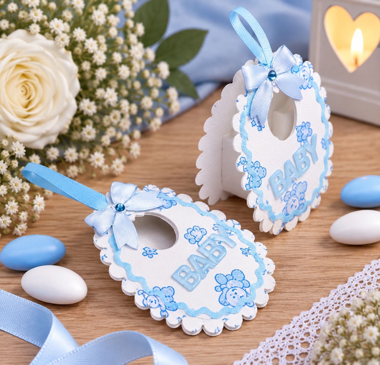bavoir baby garcon pour dragees bapteme