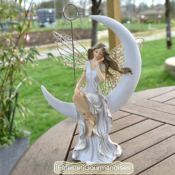 Fee fairy or sur lune porte photo marque place figurine bapteme mariage communion dragees deco cadeau