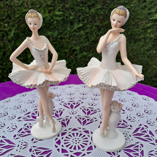 Danseuse ballerine tutu blanc debout figurine grand modele bapteme communion deco