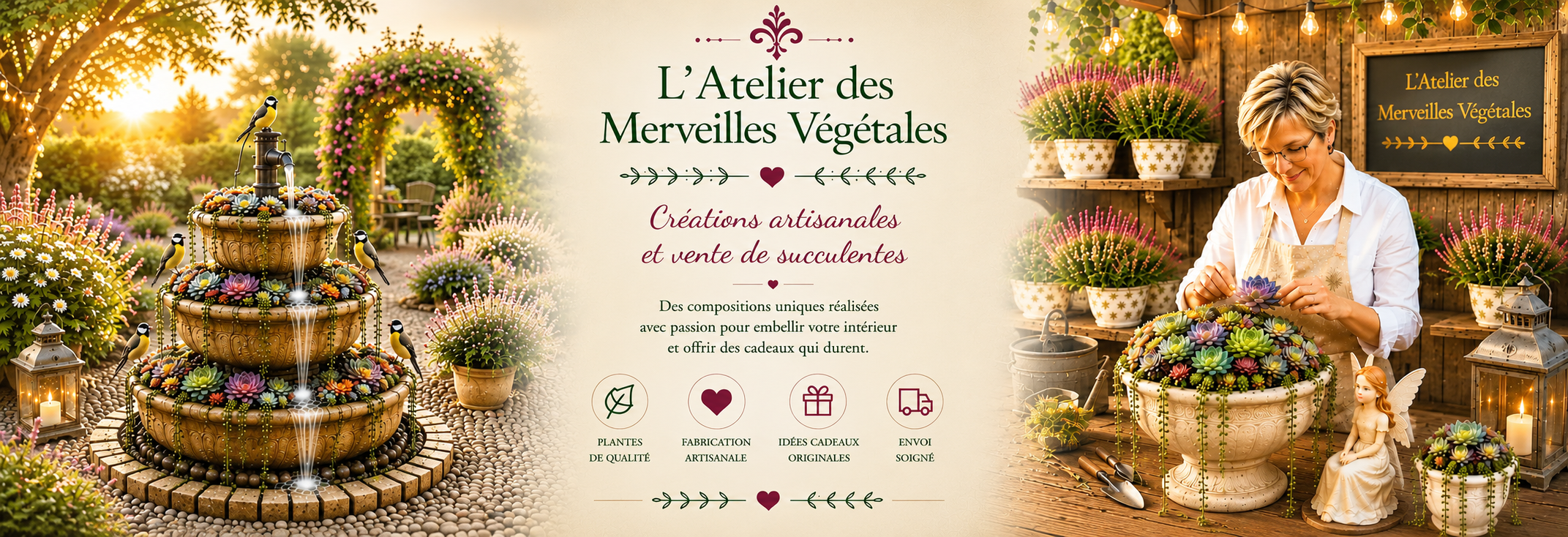 L'Atelier des Merveilles Végétales - créations artisanales en succulentes, compositions végétales, mini succulentes et décoration de jardin
