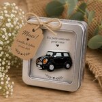 mini cooper aimant dans boite métal pour dragées bapteme mariage communion